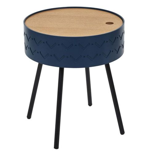 Table D'appoint & Coffre "Eugénie" 45cm Bleu Nuit