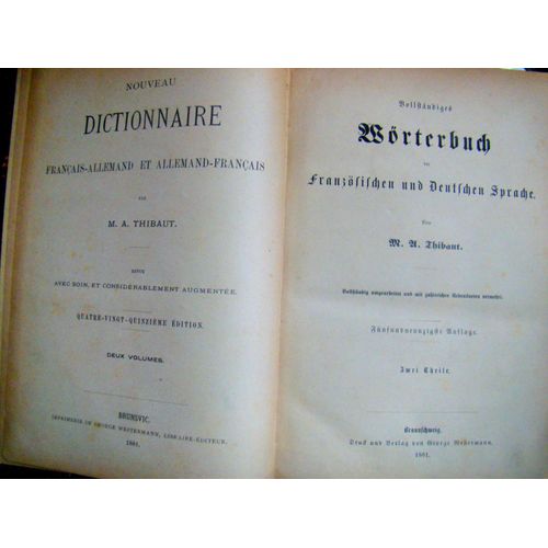 Dictionnaire Thibaut - Français / Allemand - 1881 