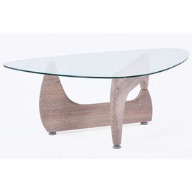 Table Basse En Verre Avec Pieds Coloris Chêne - Longueur 110 X Profondeur 70 X Hauteur 40 Cm