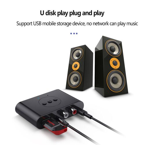 Récepteur audio sans fil Bluetooth 5.0 avec microphone, sortie touristique, compatible, adaptateur, maison, bureau, ordinateur, téléphone portable, TV