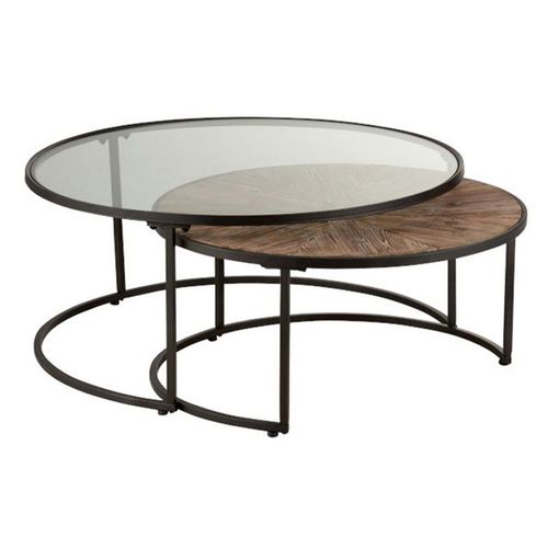 Lot De 2 Tables Basses Rondes "Hexagone" 91cm Noir