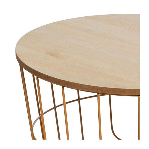 Table À Café En Métal Moutarde Et Plateau En Bois H 38 Cm