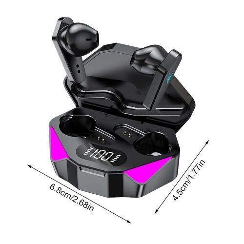 Écouteurs sans fil rechargeables étanches à faible latence, commande tactile, stop-bruit, 2 pièces