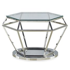 Table Basse Design "Ruby" 80cm Transparent & Argent
