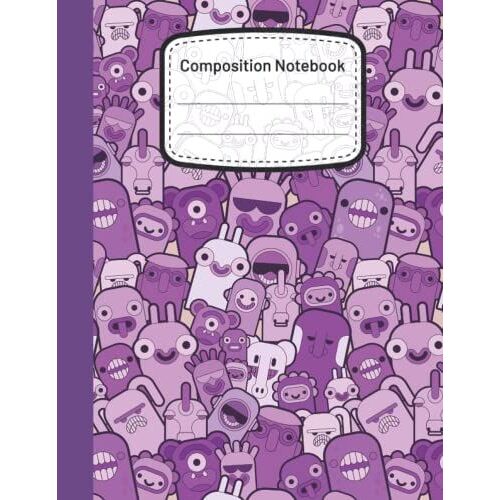 Composition Notebook: Cute Monster Pattern (110 Pages, Lined, 8.5 X 11 Inches)