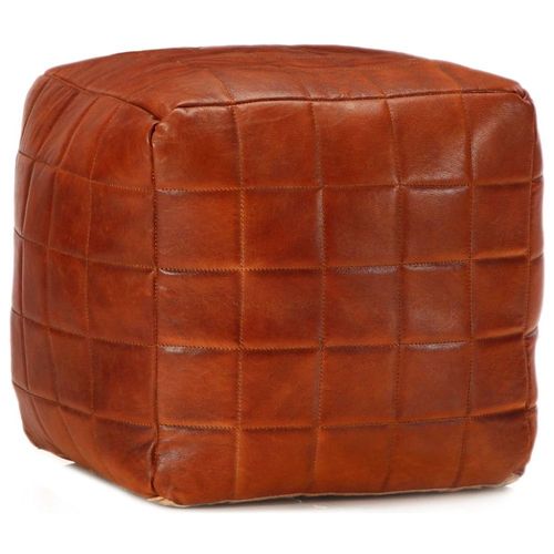 Pouf 40 X 40 X 40 Cm Brun Roux Cuir Véritable De Chèvre - Vidaxl