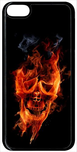 Coque ipod touch 6 - crane en feu fire skull - noir