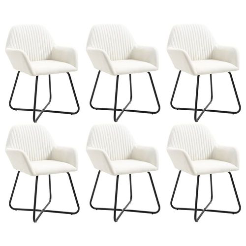 Chaises De Salle À Manger 6 Pcs Crème Tissu - Vidaxl