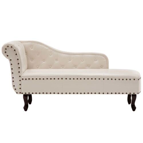 Vidaxl Chaise Longue Blanc Crème Similicuir