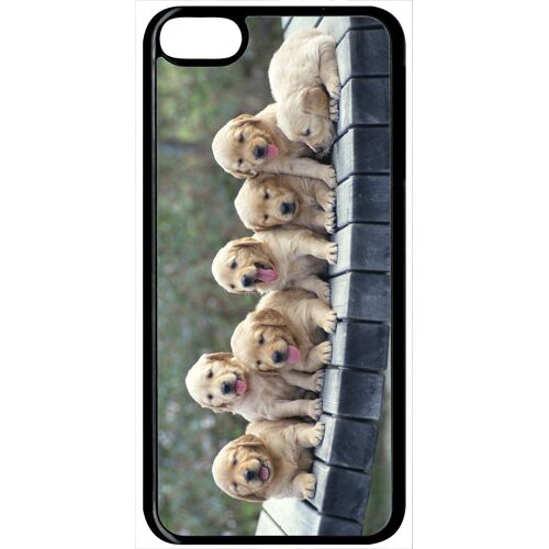 Coque ipod touch 6 - chiots golden retriever - noir