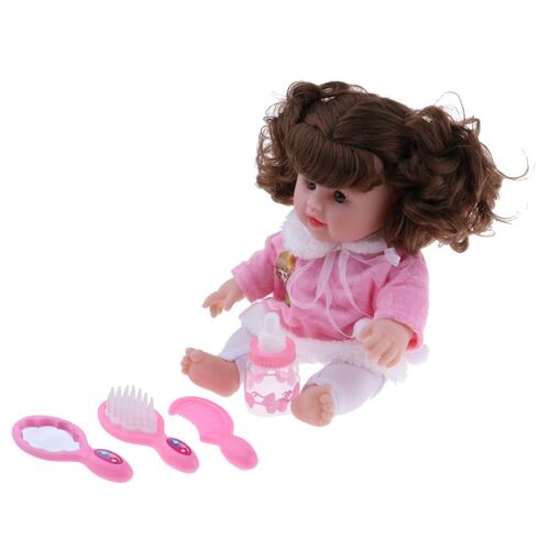 Poupée Pour Nouveau-Né Fille Parlant, 30cm, Rose, Avec Sac À Dos, Biberon D'allaitement, Miroir, Cadeau Pour Enfants