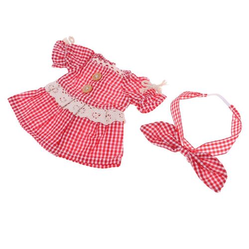 jolie poupée à carreaux rouge, robe avec noeud papillon pour 25cm