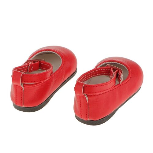 chaussures à pompe en cuir verni, 1 paire, plates, lanière à la cheville, avec noeud, pour poupée de 18 pouces, jolie robe, 6 couleurs