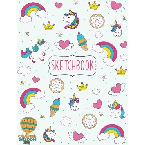 Unicorns Sketchbook With + 100 Blank White Pages 8.5 X 11 Inch, Gift For Birhday, Holiday, Girls
