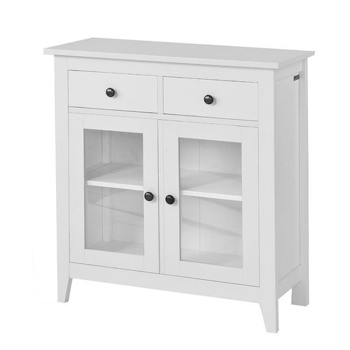 Buffet Commode Armoire De Rangement -2 Tiroirs 2 Portes- Coloris - Sobuy Fsb05-W