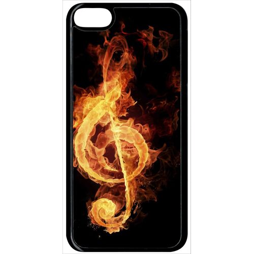 Coque ipod touch 6 - clef de sol en feu - noir