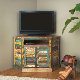 Meuble Tv D'angle En Bois Recyclé Coloré