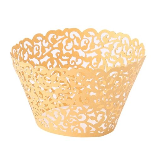 Lot De 50 Emballages De Cupcake Découpés Au Laser, Petits Gobelets En Papier Ajouré Avec Dentelle De Vigne, Pour La Cuisson De Cupcakes, Fondant, À Faire Soi-Même