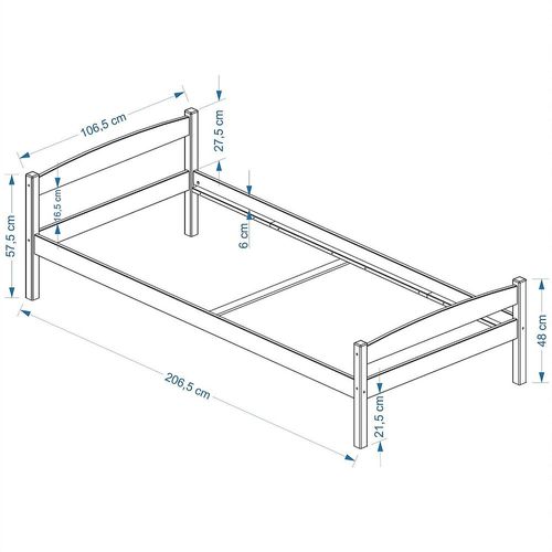 Lit Simple Lit Enfant Lit Adulte Cadre De Lit 100 X 200 Cm Pin Lasuré Hêtre
