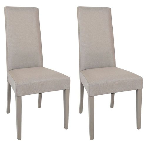 Lascala - Lot De 2 Chaises Tissu Chamois Et Pieds Laqués