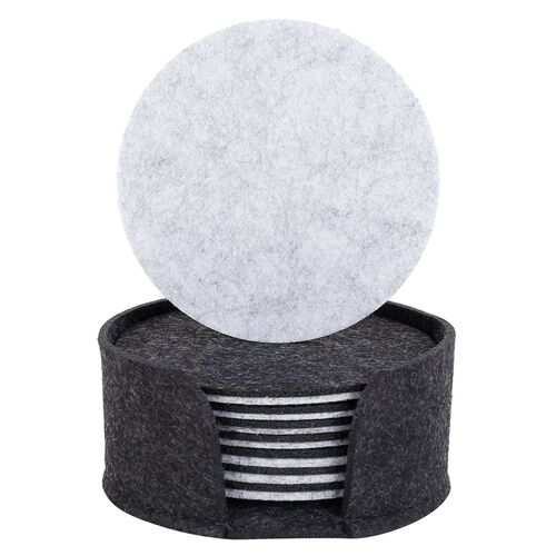 Dessous De Verre En Feutre Gris, 8 Pièces, Rond, Tasse À Café, Antidérapant, Avec Support, Napperons De Table, Décoration De Table À La Maison