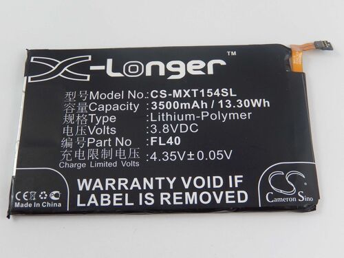 Vhbw Li-Polymer Batterie 3500mah (3.8v) Pour Téléphone Portable Smartphone Motorola Moto X 3a, X 3a Dual Comme Fl40, Snn5963b.