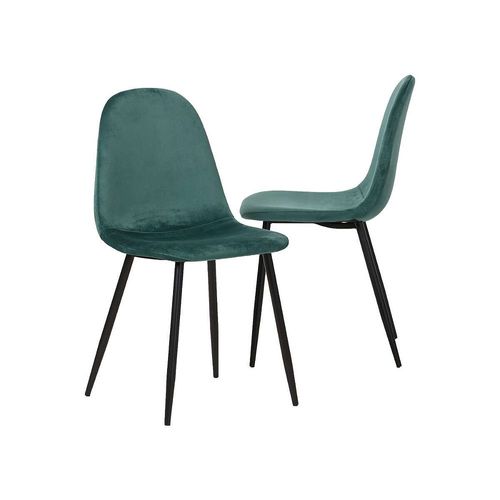 Chaise Scandinave Velours Vert Émeraude (Lot De 2)