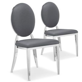 Lot De 2 Chaises Médaillon Simili "Tatianna" 90cm Gris