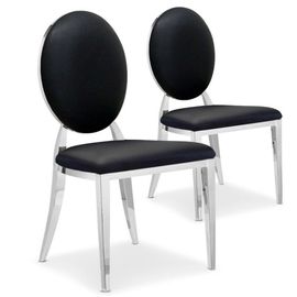 Lot De 2 Chaises Médaillon Simili "Tatianna" 90cm Noir