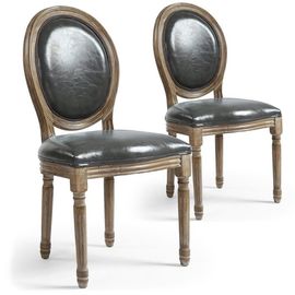 Lot De 2 Chaises Médaillon Similicuir "Versailles" 96cm Gris