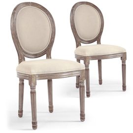 Lot De 2 Chaises Médaillon Tissu "Versailles" 96cm Beige
