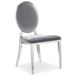 Lot De 2 Chaises Médaillon Velours "Tatianna" 90cm Argent