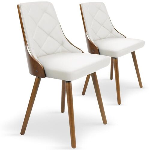 Lot De 2 Chaises Scandinave "Cargo" 79cm Noisette & Blanc