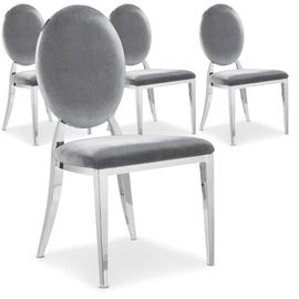 Lot De 4 Chaises Médaillon "Tatianna" 90cm Argent