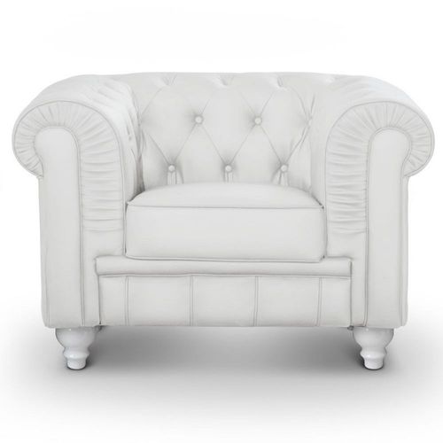 Fauteuil Design "Chesterfield" 110cm Blanc