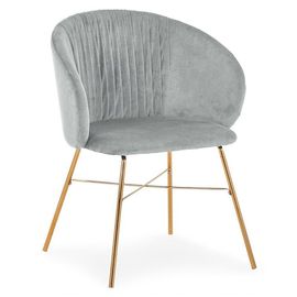Chaise Design En Velours "Kanye" 80cm Argent