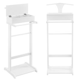 Valet De Chambre Avec Boîte Ouvrable Avec 4 Poches 110 Cm Mdf Blanc 03_0004519