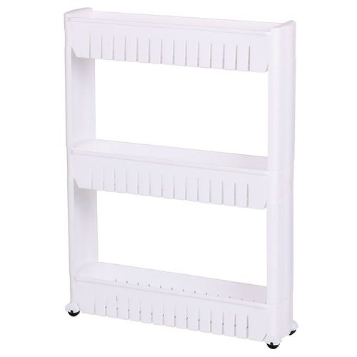 Resserre 3 Étagères Sur Roulettes Blanc