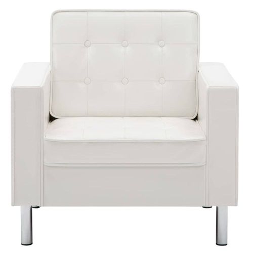 Fauteuil Chaise Siège Lounge Design Club Sofa Salon Revêtement De Simili-Cuir Blanc 1102165/3