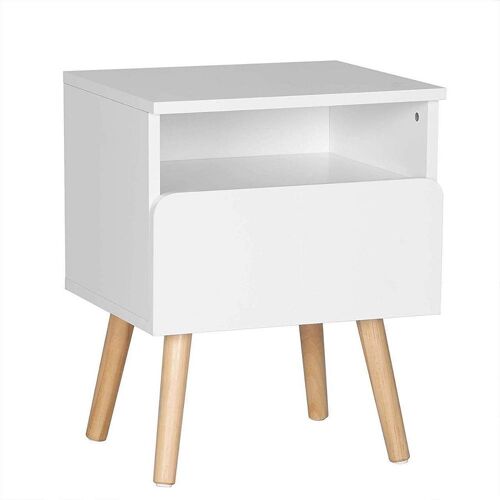Table basse de chevet avec tiroirs et compartiment en bois blanc 19_0000457