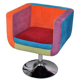 Fauteuil Chaise Siège Lounge Design Club Sofa Salon Avec De Patchwork Cube Tissu 1102037/3