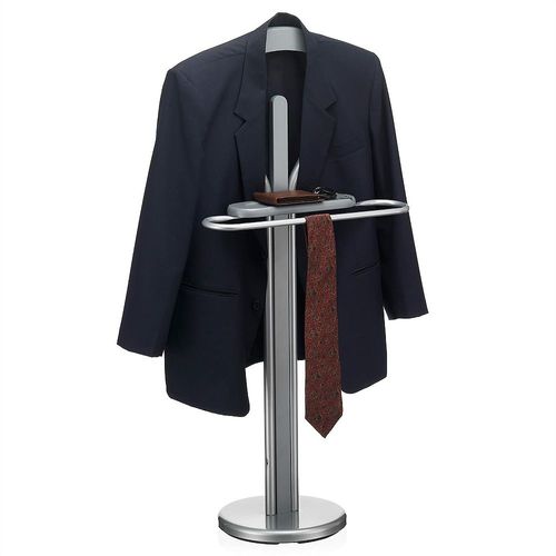 Valet De Chambre Fabio Chevalet De Nuit Portant Pour Vêtements, Structure En Métal Laqué Et Finition En Mdf Décor Gris Mat