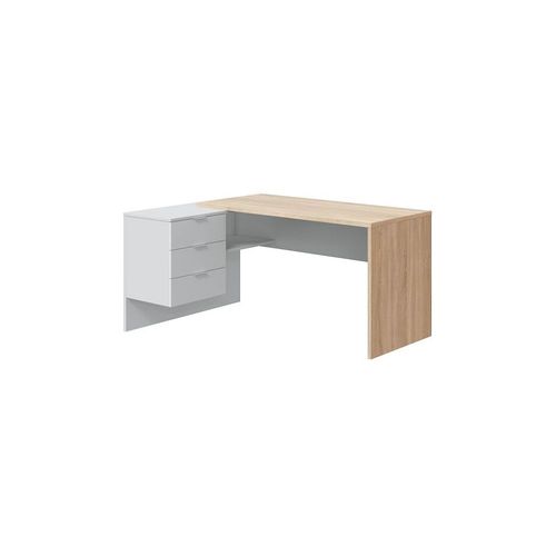 Bureau D'angle Extensible Jimi L145cm X P108cm - Blanc / Bois