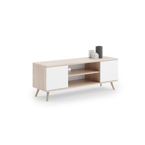 Meuble Tv Focus Pieds En Bois , - L 155 X P 40 X H 50cm
