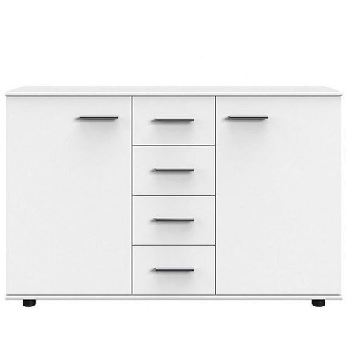 Commode Buffet Idaho 4 Tiroirs Et 2 Portes Blanc Mat