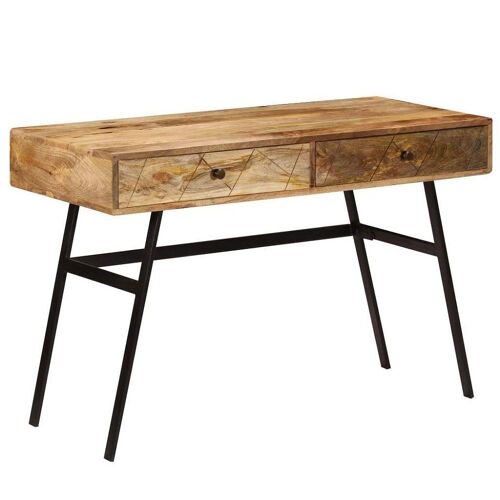 Bureau table meuble travail informatique avec tiroirs bois solide de manguier 110 cm 0502134