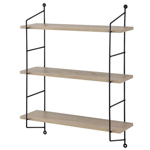 Étagère murale avec 3 tablettes avec cadre d'acier avec 48 x 15 cm aspect en bois 03_0001712