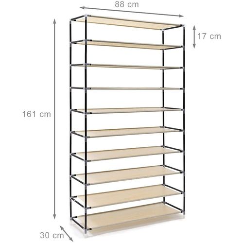 Meuble Étagère Armoire À Chaussures Tissu Fermeture Éclair 161 Cm Beige 13_0001642_2