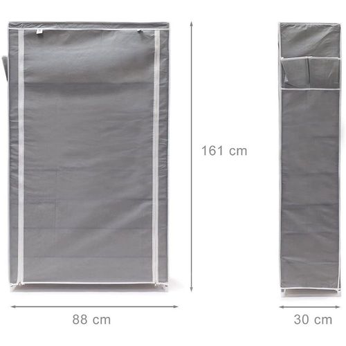 Meuble Étagère Armoire À Chaussures Tissu Fermeture Éclair 161 Cm Gris 13_0001642