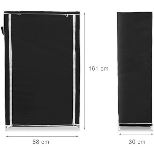 Meuble Étagère Armoire À Chaussures Tissu Fermeture Éclair 161 Cm Noir 13_0001642_3
